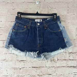RE/DONE Levi's Women's Size 24 Two Tone Button Fly Cut Off Shorts Distressed USA